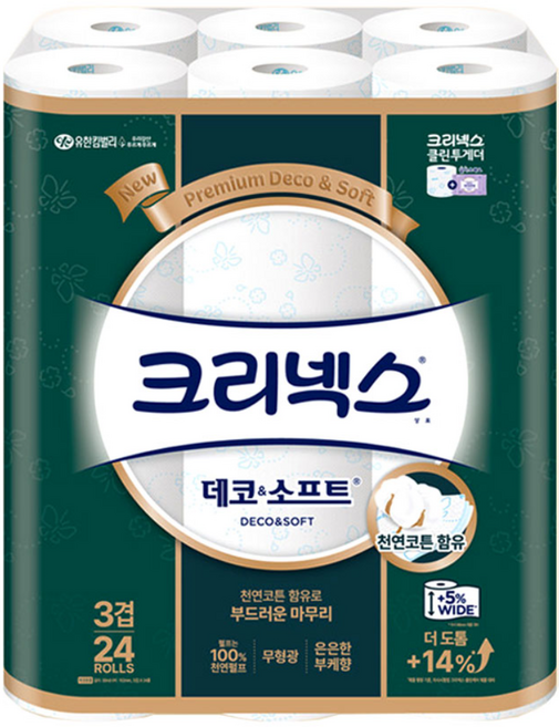 크리넥스 데코&소프트 3겹 화장지, 1개, 24롤