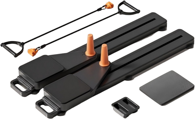 KUS 4in1 홈 필라테스 분리형 AB슬라이드 튜닝밴드 + 논슬립 양말 증정, 검은색, KUS-Ab Roller V2