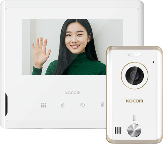 코콤 아날로그방식 비디오폰 인터폰 KCV-S701(노출형초인종)화이트
