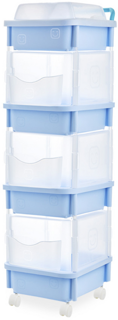 리빙스마일 포켓형 스마일기저귀정리함 직사각4단, 블루, 1개