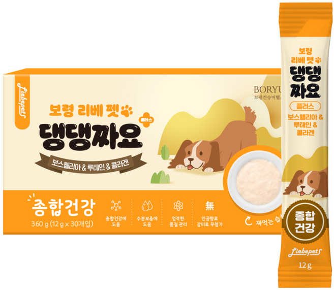보령 리베 펫 댕댕짜요 플러스 종합건강 강아지 영양간식, 눈건강&피부건강&관절건강, 360g, 1개