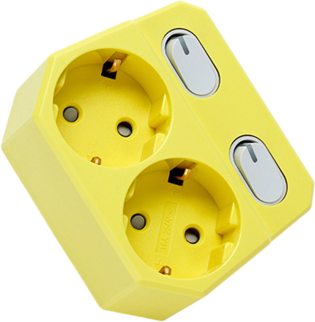 아이정 더좋은 회전형 개별 스위치 2구 멀티탭 추천 콘센트 이사준비물 새집준비물, 2개, 옐로우, 0.1cm