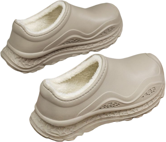 Makone 남여공용 겨울 미끄럼 방지 방한 요리사 신발 방수 기모 로퍼 실내화