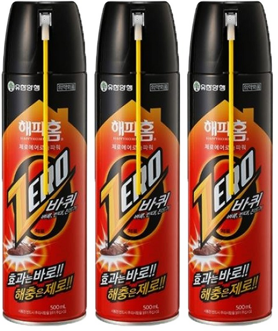 해피홈 제로에어로솔 파워 바퀴용, 500ml, 3개