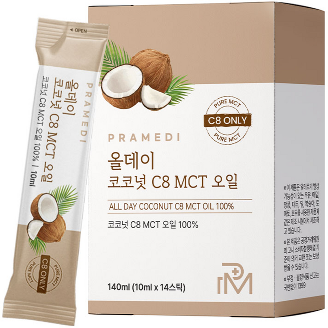 프라메디 올데이 최상급 코코넛 C8 100% MCT 엠씨티 오일 스틱, 1박스, 140ml