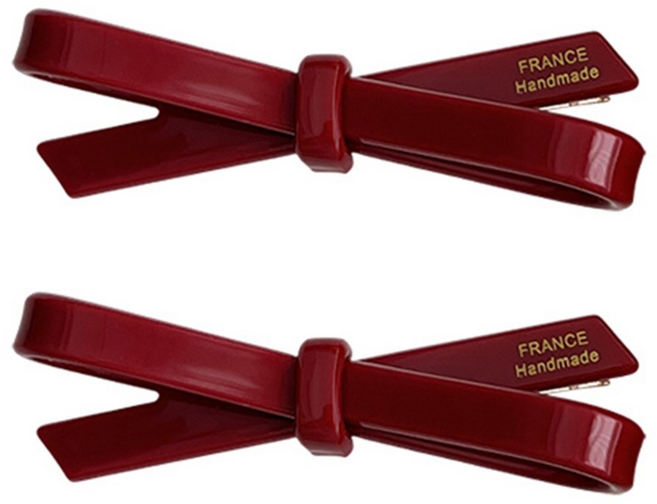 2개 세트 프렌치 클래식 보우 헤어핀 컬러 젤리색 앞머리 잔머리 클립 옆머리 클립 옆머리 오리부리 클립 이마 헤어핀 아세테이트 france handmade