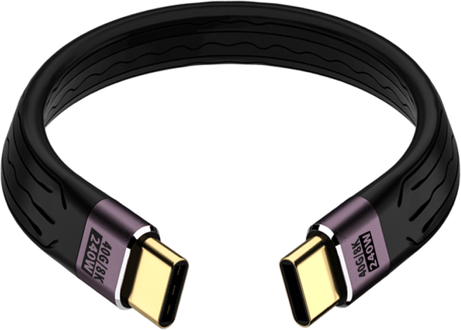 USB 4.0 C타입 외장하드 케이블 13CM 미니 SSD 인클로저 케이블 240W 고속충전 8K 미러링, 1개, 블랙