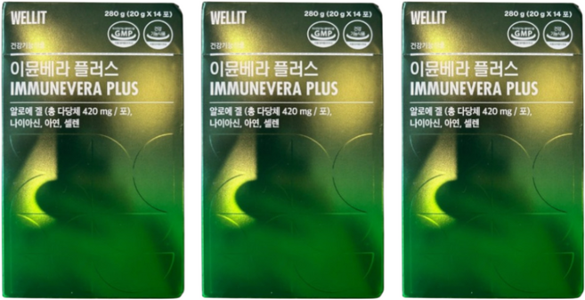 알로에 이뮨 베라 플러스 스틱 이문베라 면역 다당체 비타민c 비타민d 타트체리 베타글루칸 면역력 영양제, 3세트, 14회분