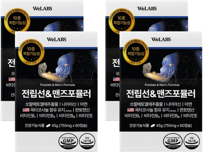 위랩스 전립선&맨즈포뮬러 [달맞이 쏘팔메토], 4박스, 60정 - 쿠팡