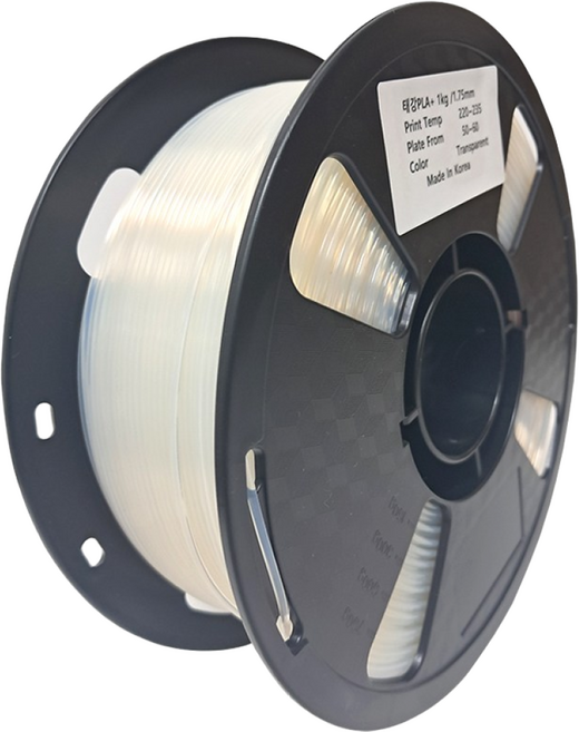 고품질 국산 PLA+필라멘트 1kg/1.75mm 3D프린팅 펜재료 뱀부랩호환, 투명