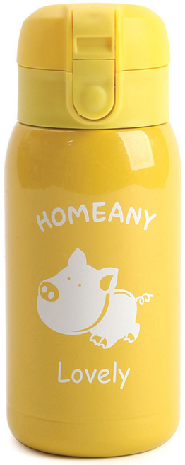 홈애니 원터치 보온보냉병, 노랑(돼지), 300ml, 1개