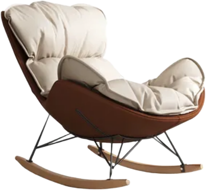 쿠시에 Cushie 포근한 프리미엄 럭셔리 흔들의자 리클라이너 스윙체어 안락의자 북유럽 독서의자 1인쇼파, 1개, 3. 베이지 +브라운