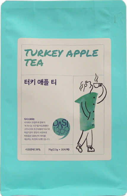 [다시1369] 터키애플티 II 향긋한 사과향 달콤한 찐사과조각 과일티, 2.5g, 30개입, 1개