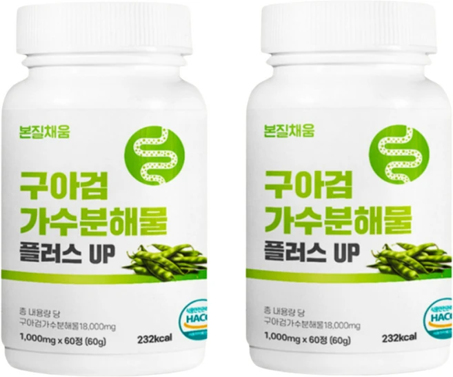 본질채움 구아검가수분해물 플러스업 식약청인증 100% 1000mg, 60정, 2개 - 쿠팡