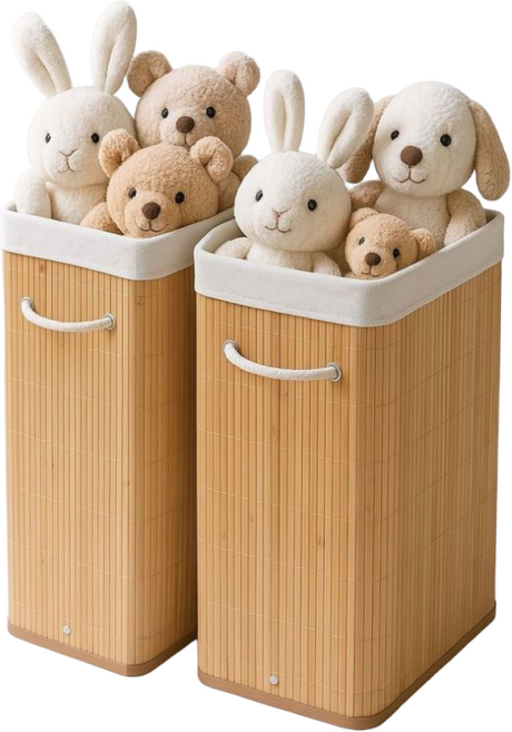 엣더홈 틈새 라탄 장난감 인형보관함 정리함 수납함 빨래바구니 고급형, 1개, 대나무