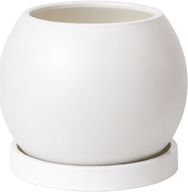 모던레시피 달항아리 플라스틱 화분 받침 세트 가벼운 인테리어 화분, 2개, 화이트