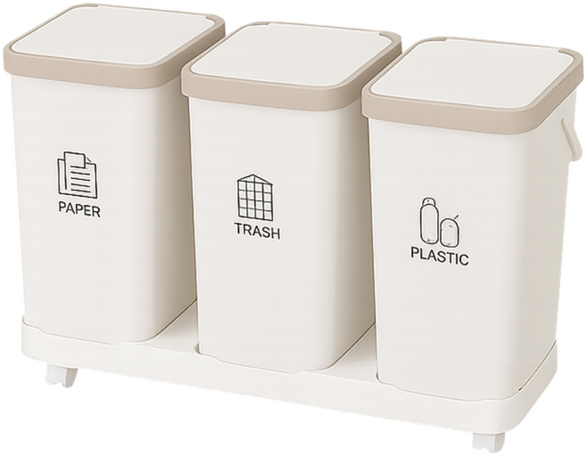 플랫 3단 가정용 분리수거함