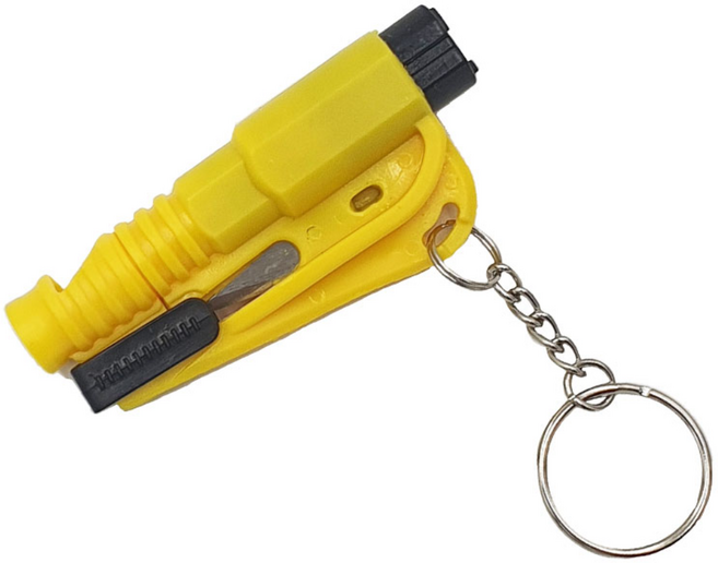 리르베르 차량용 비상탈출망치 안전벨트커터 열쇠고리, 옐로우 1개, 1개