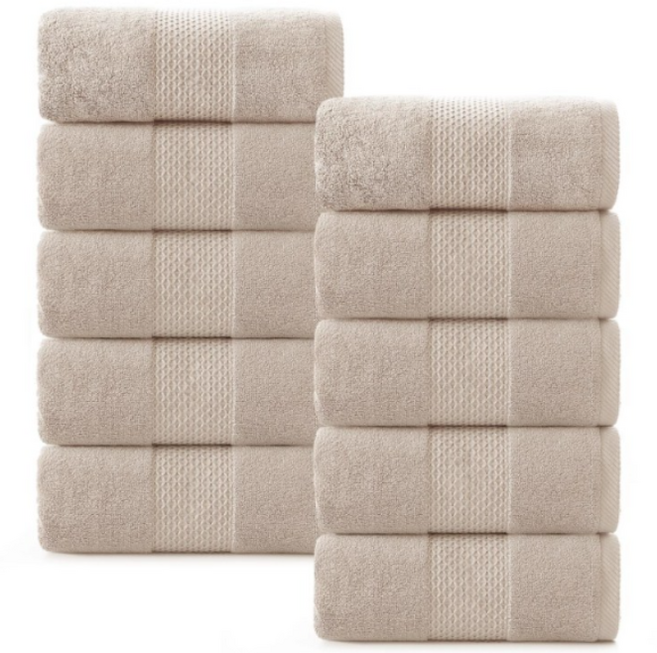 록신 명품 호텔수건 코마사 부드러운 고퀄리티 수건 540GSM 40수 10종세트 호텔 수건 40수, 10개, 소프트브라운