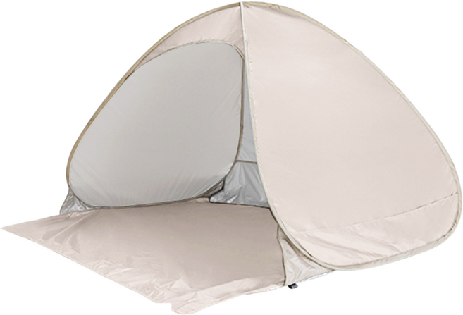 Fowod 해변 차양 및 자외선 차단 자동 빠르게 열리는 야외 휴대용 텐트, 중형(3~4인용), 베이지색