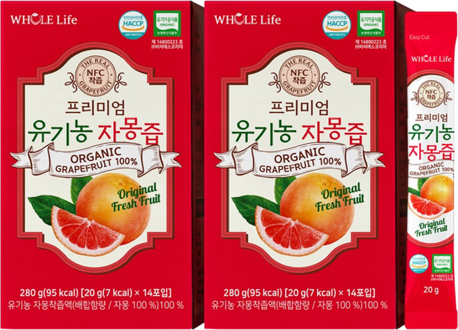 홀라이프 프리미엄 유기농 자몽즙, 2박스, 280g