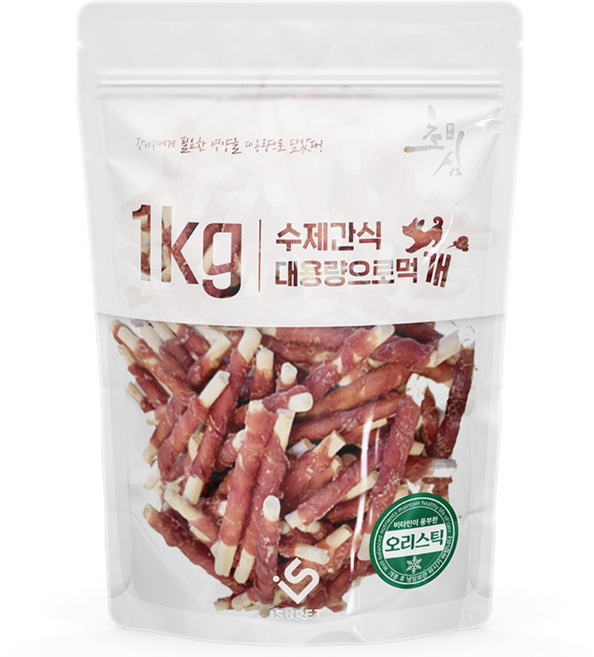 초심 대용량으로 먹개 수제 건조간식, 1개, 1kg, 오리스틱