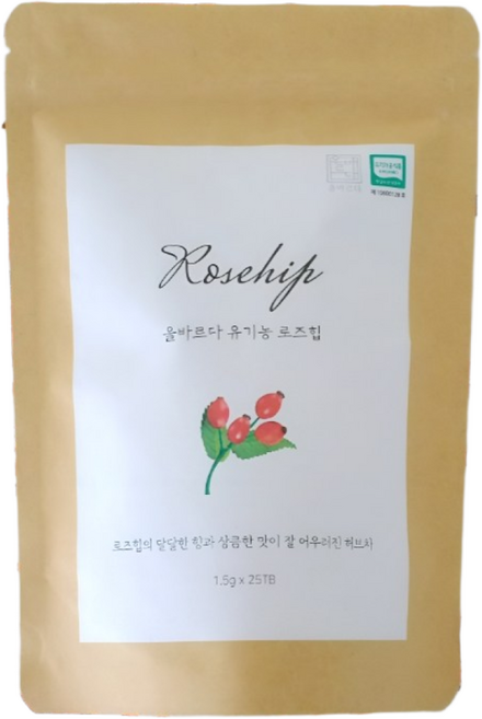 올바르다 유기농 로즈힙 차 티 열매차 원물, 130g, 130g, 1개, 1개입