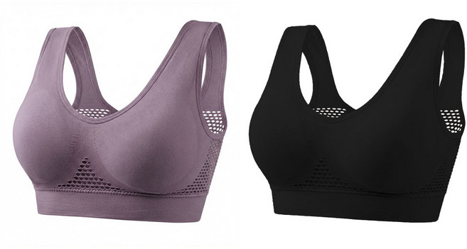 cikicoco 여성 노와이어 스포츠 브라 2종 세트 S~6XL ( 빅사이즈 )
