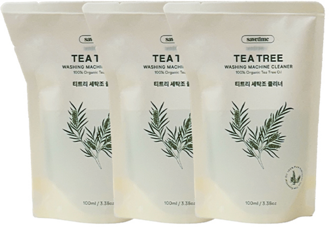 세이브타임 티트리 세탁조 클리너 3개 일반 드럼 통돌이 세탁기 통세척 청소 세제, 100ml
