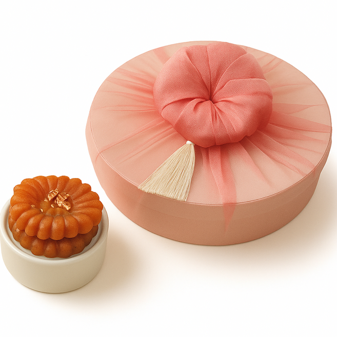 한결맛담 수제 찹쌀 약과 보자기 포장 (10구 400g 15구 600g) 외국인 선물 핑크, 600g, 1세트