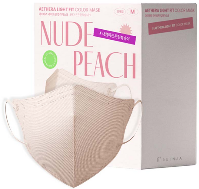 누이누아 아이테라 라이트핏 컬러마스크 중형, 25매입, 1개, 누드피치(M)