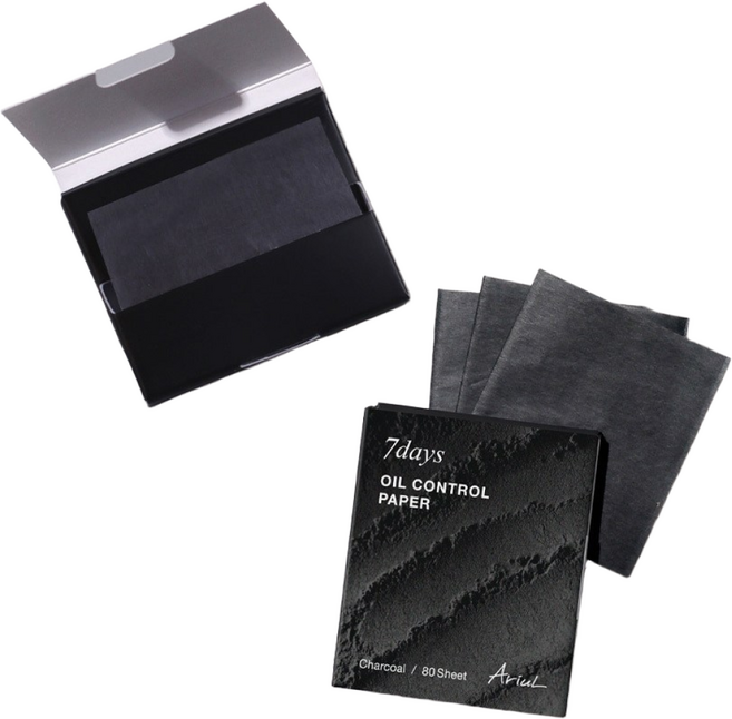 아리얼 세븐 데이즈 오일 블로팅 페이퍼 차콜_80매, 1개, 80매입