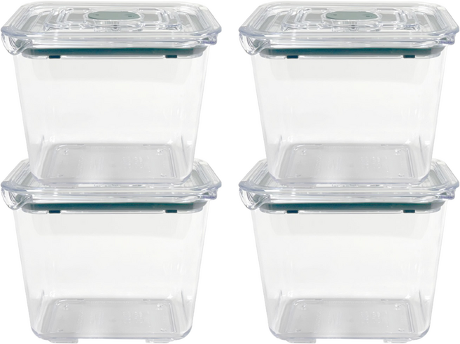 [프리파라] 브루클린 2-5호(990ml)x4개 (그린) / 스마트 래치락 밀폐용기 반찬통, 1세트, 2-5호x4개