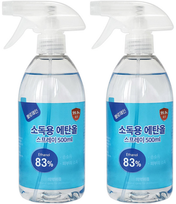 헬로제인 소독용 에탄올 83% 스프레이 500ml x 2개