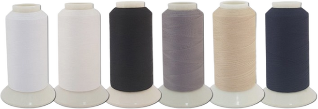 자연재봉실 코아사 기본필수색상 5컬러 세트 45수 2합 2500M, 순백+광목+검정+회색+베이지+네이비, 1개