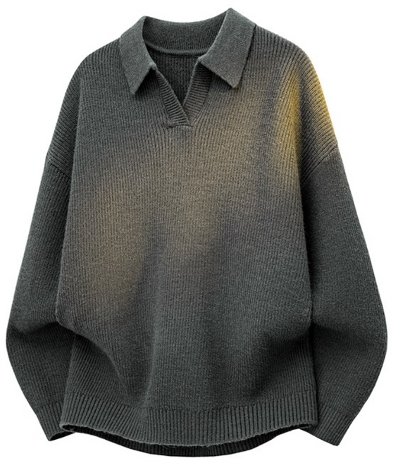 Asure 남성 가을 겨울 루즈핏 폴로 칼라 니트 이너 스웨터 풀오버