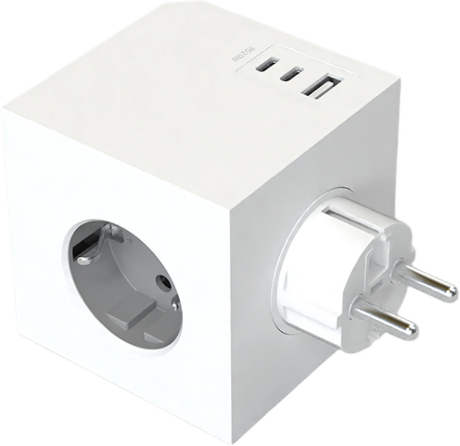 번개표 USB 3구 고용량 큐브 멀티탭 콘센트형, 화이트, 1개, 화이트, 1mm