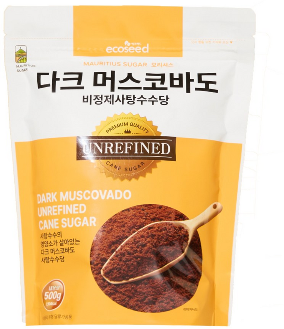에코씨드 다크머스코바도 비정제사탕수수당, 500g, 1개