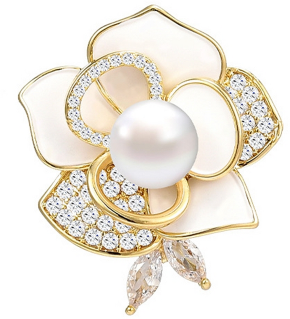 에르모사제이 B069 크리스탈 큐빅 블라우스 셔츠 자석 진주 브로치