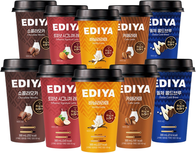 이디야 돌체 콜드브루 바닐라 쇼콜라모카 토피넛 카페라떼 5종 300ml 10개입 컵커피