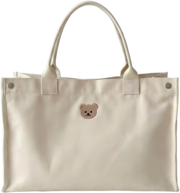 라워스 스트랩 캔버스 대형 기저귀가방, 아이보리