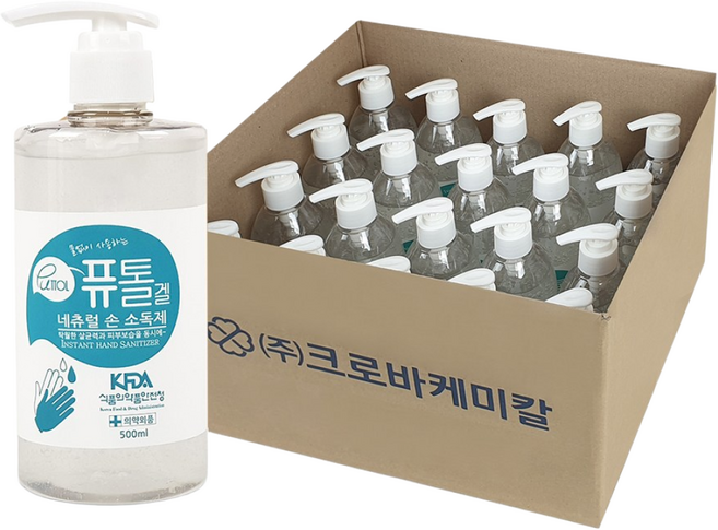 (의약외품) 크로바 퓨톨 손소독제 대용량 겔 500ml x 20, 20개