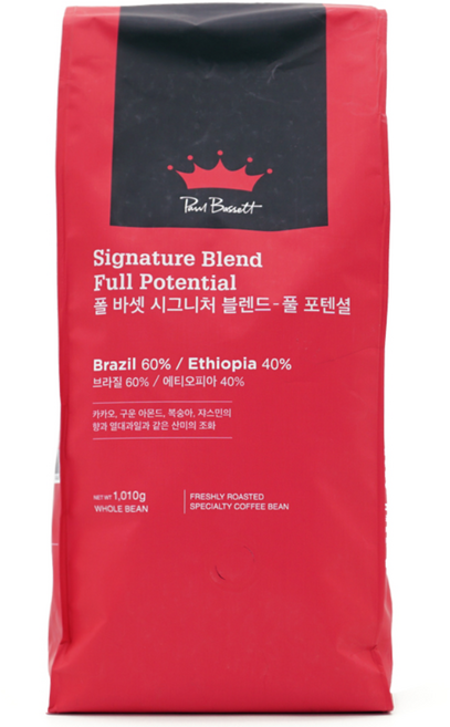 폴바셋 시그니처 블렌드 풀 포텐셜, 홀빈(분쇄안함), 1.01kg, 4개