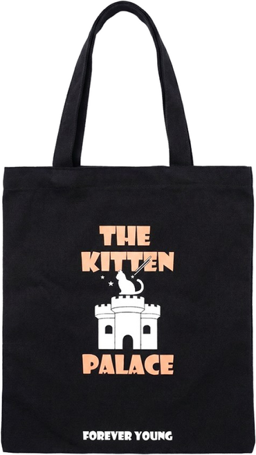 면 100% 프린팅 에코백, 바탕 검정, 1개