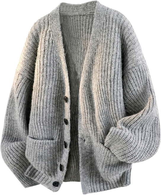 TIMEPURE 남녀공용 오버사이즈 릴랙스 느낌 V넥 단추 가디건 루즈핏 빈티지 캐주얼 여자 니트 코트 가을 외투 반오픈 디테일 편안한 남자 가을 니트상의