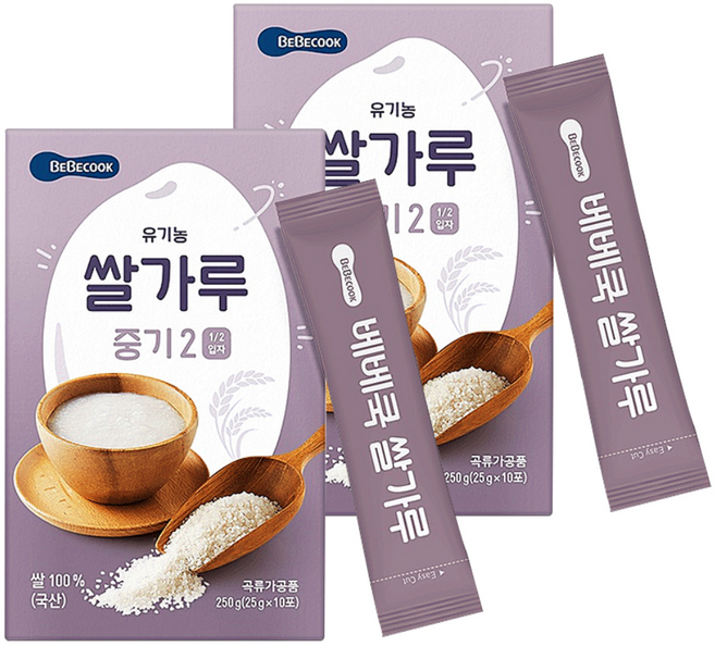 베베쿡 쌀가루 이유식 중기2, 250g, 2개