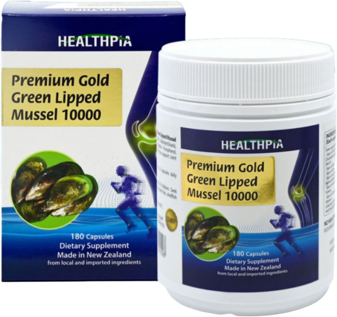 헬스피아 프리미엄 골드 초록입홍합 10000mg 180캡슐 초록홍합 1등급원료 GMP제조 상어연골 피쉬오일 신령버섯 선물세트, 180정, 1개