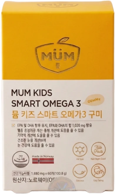 뮴 키즈 스마트 오메가3 구미 60개입, 1개, 60정 - 쿠팡