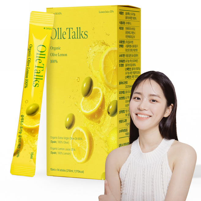 올레톡스 유기농 올레샷 올리브오일 레몬즙 엑스트라버진 haccp 인증 스틱, 1박스, 210ml