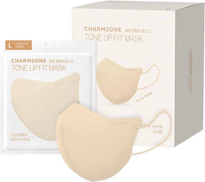 참존 톤업핏 마스크 성인용 중형, 25개입, 1개, 누드업 베이지